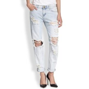 One Teaspoon Awesome Baggies Jeans Diamonde Wash, Size 28, Slouchy Ripped Jeans